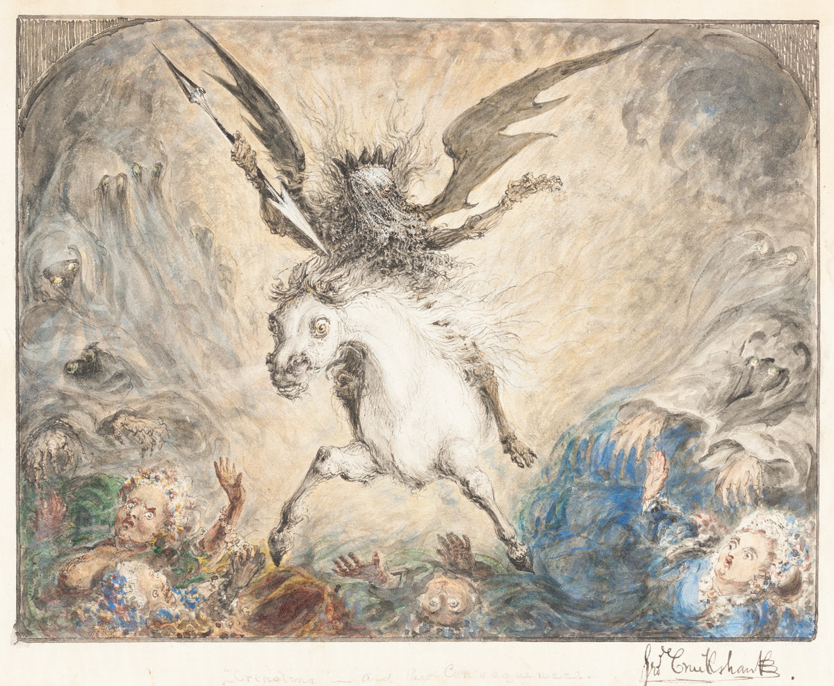 Crinolina - and the Consequences [recto] by George Cruikshank (British, 1792 - 1878), 16X12"(A3)Poster Print