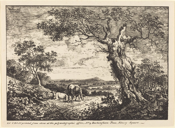 Landscape with Two Cows by George Walker (British, active 1803/1815), 16X12"(A3)Poster Print