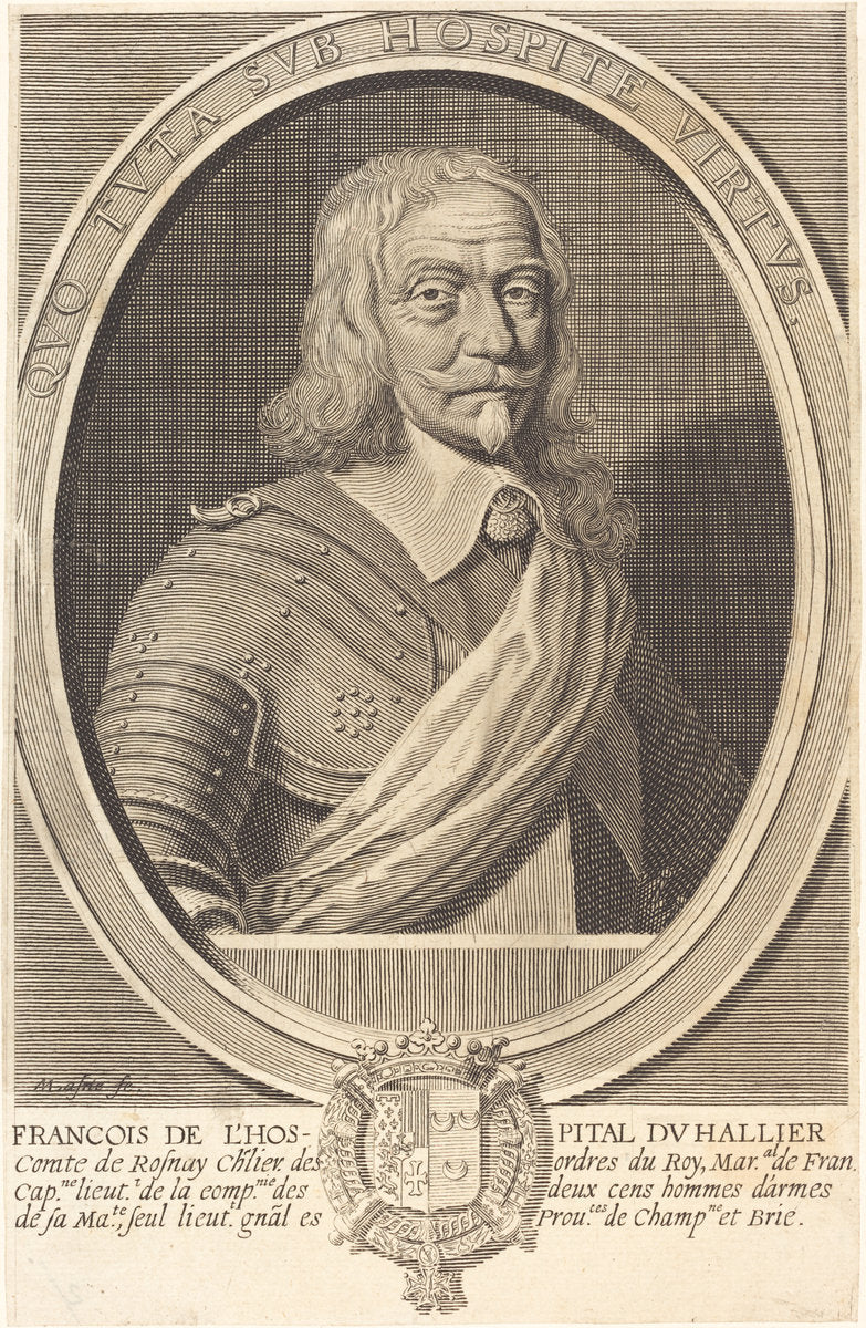 François de l'Hospital du Hallier by Michel Lasne (French, 1590 or before - 1667), 16X12"(A3)Poster Print