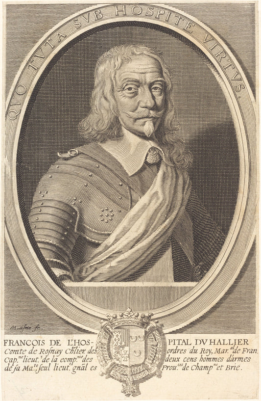 François de l'Hospital du Hallier by Michel Lasne (French, 1590 or before - 1667), 16X12"(A3)Poster Print