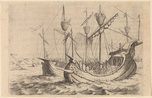 Hannibal's Navy Battling the Rhodians by Willem Basse (Dutch, 1613 or 1614 - 1672), 16X12"(A3)Poster Print