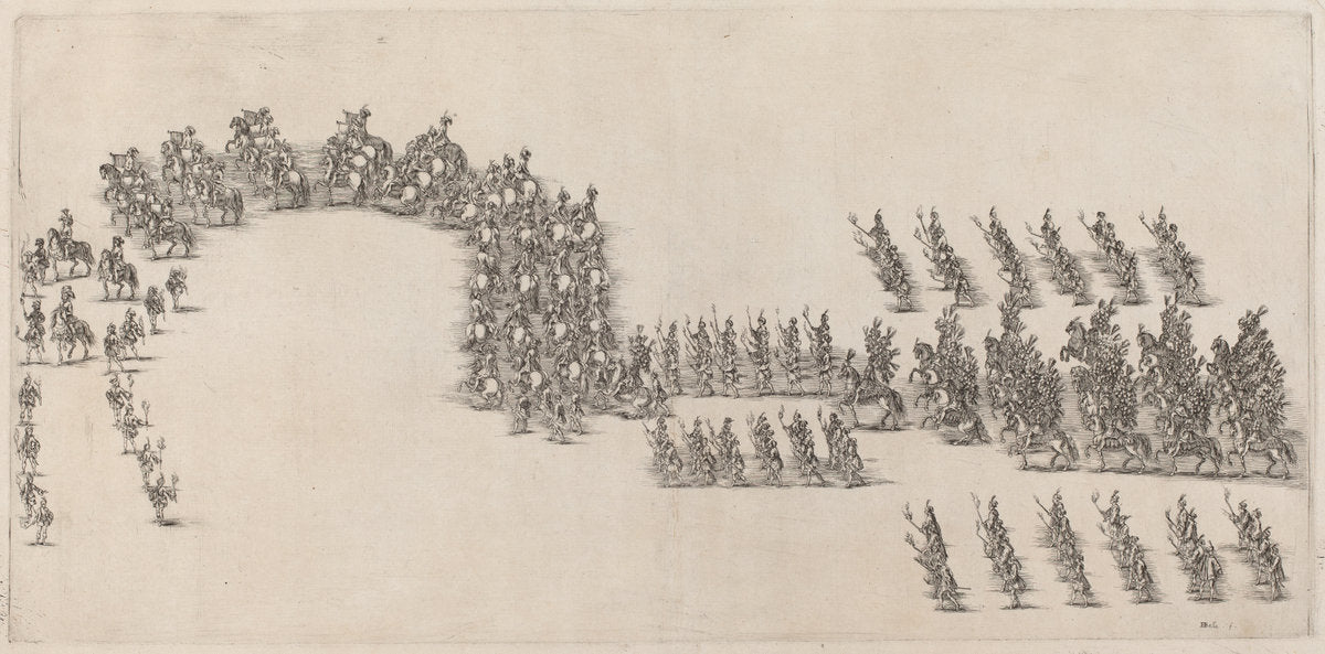 A Procession of Sixty Cavaliers and Torch Bearers by Stefano Della Bella (Italian, 1610 - 1664), 16X12"(A3)Poster Print