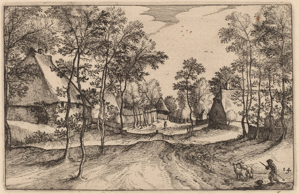 Village Road by Claes Jansz Visscher after Johannes van Doetechum, the Elder after Lucas van Doetechum after Master of the Small Landscapes (Dutch, 1586/1587 - 1652), 16X12"(A3)Poster Print