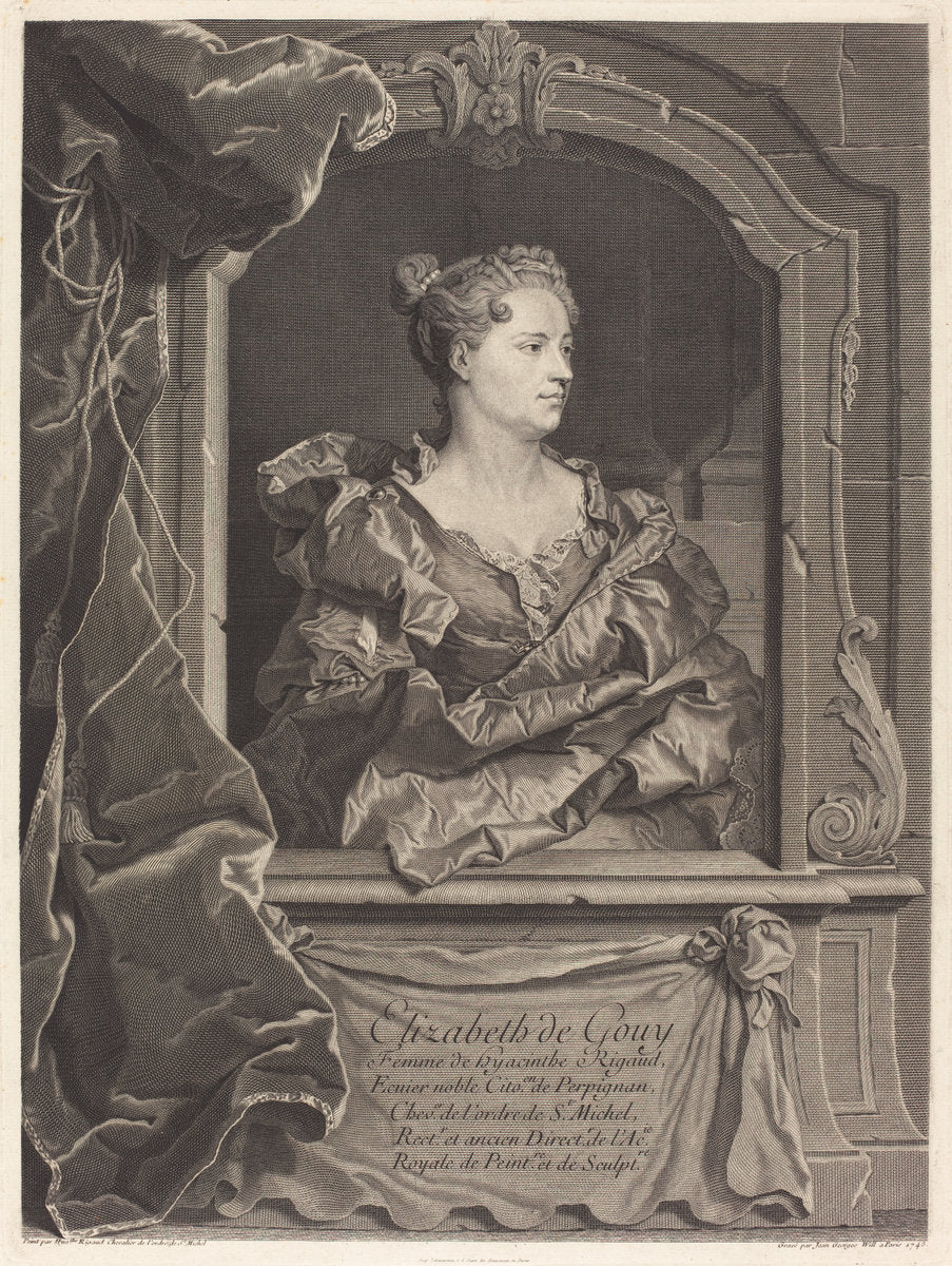 Elizabeth de Gouy, femme de Hyacinthe Rigaud by Johann Georg Wille after Hyacinthe Rigaud (German, 1715 - 1808), 16X12"(A3)Poster Print