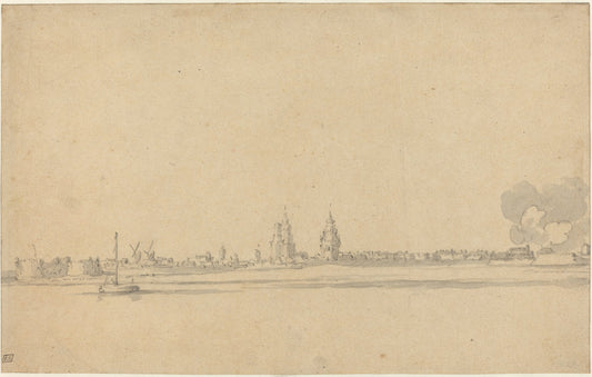 View of a Dutch Town (Delft?) by Willem van de Velde the Younger (Dutch, 1633 - 1707), 16X12"(A3)Poster Print