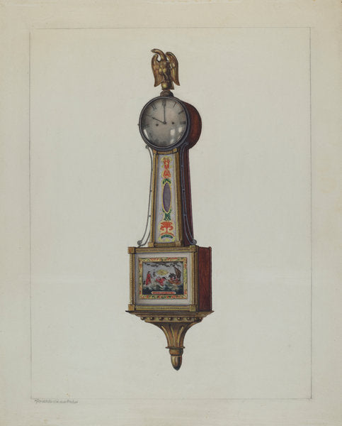 Banjo Clock by M. Rosenshield-von-Paulin (American, active c. 1935), 16X12"(A3)Poster Print