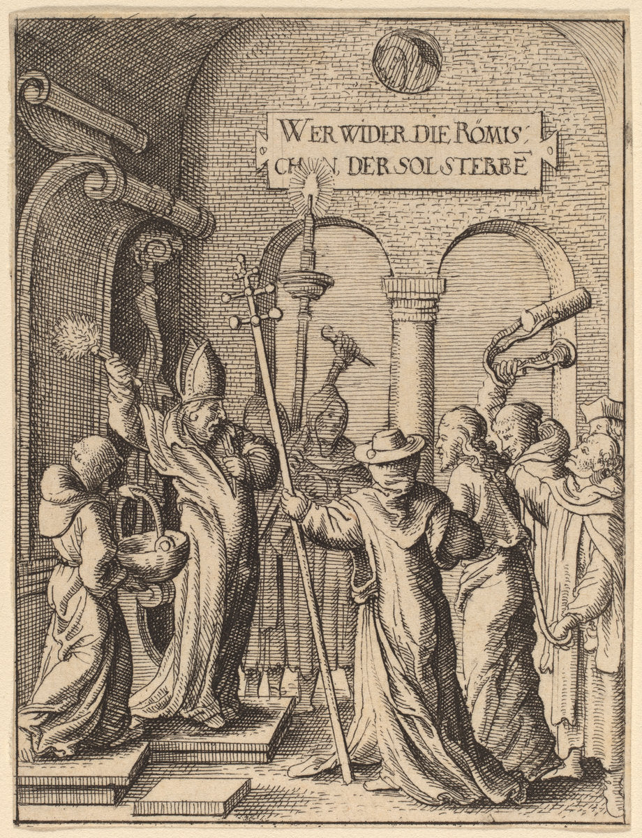 Jesus before Caiaphas by Wenceslaus Hollar (Bohemian, 1607 - 1677), 16X12"(A3)Poster Print