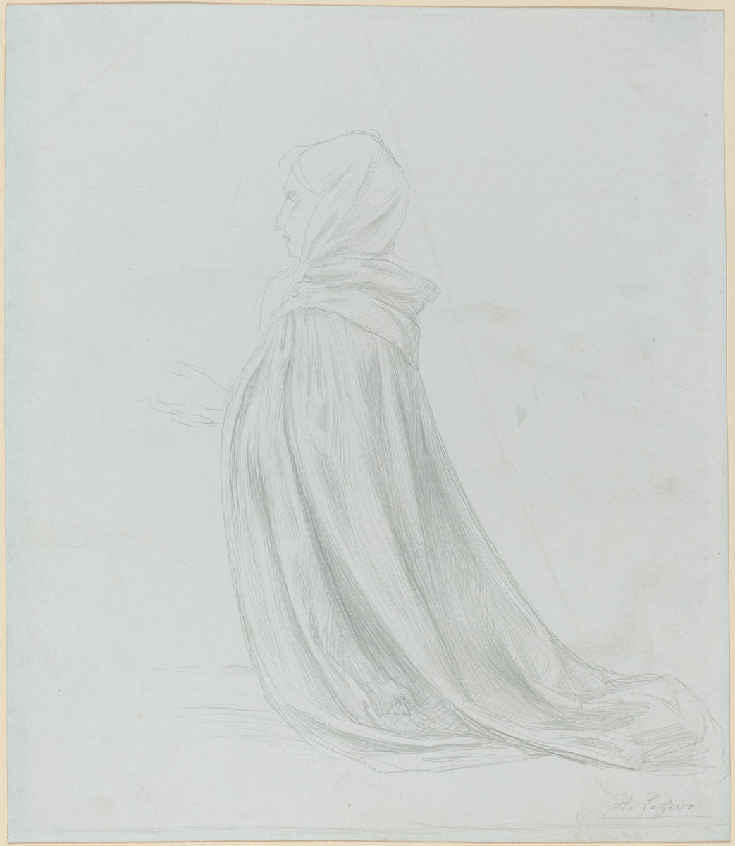 Woman in a Cloak by Alphonse Legros (French, 1837 - 1911), 16X12"(A3)Poster Print