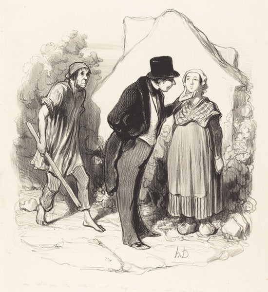 Est-ce que votre mari serait jaloux... by Honoré Daumier (French, 1808 - 1879), 16X12"(A3)Poster Print