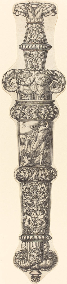 Design for a Dagger Sheath with Cain and Abel by Heinrich Aldegrever (German, 1502 - 1555/1561), 16X12"(A3)Poster Print