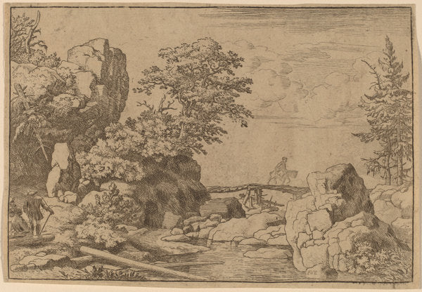 Horseman on a Bridge by Allart van Everdingen (Dutch, 1621 - 1675), 16X12"(A3)Poster Print