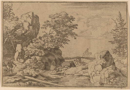 Horseman on a Bridge by Allart van Everdingen (Dutch, 1621 - 1675), 16X12"(A3)Poster Print