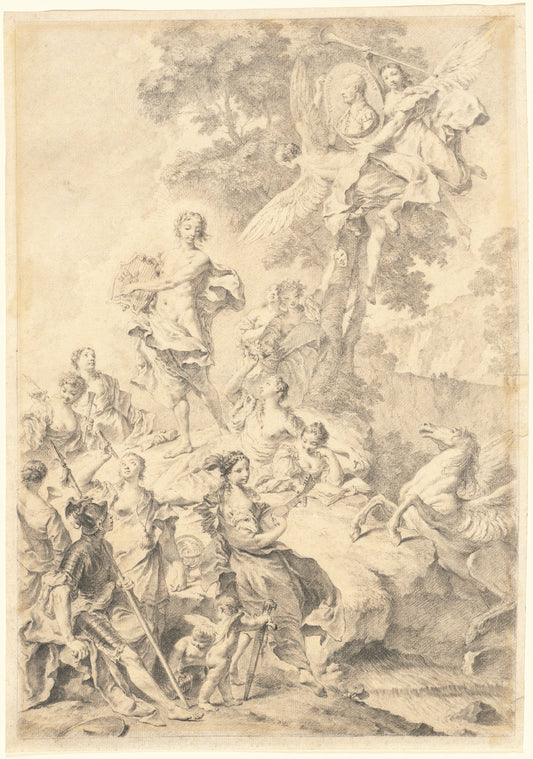 Apollo, the Muses, and Mars: In Praise of Tasso by Giovanni Battista Piazzetta (Italian, 1683 - 1754), 16X12"(A3)Poster Print