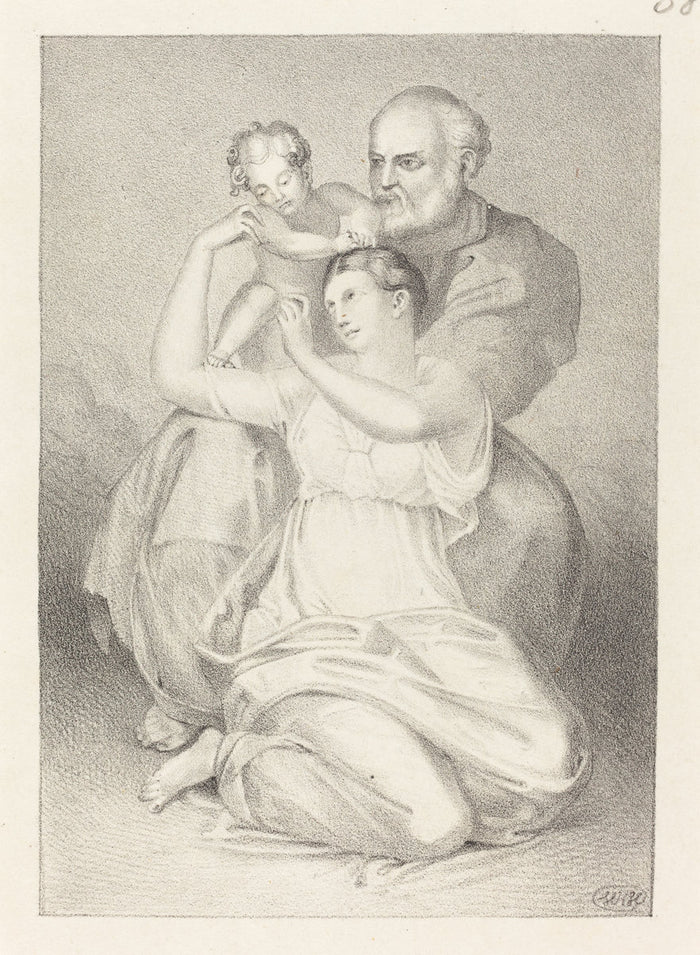 Holy Family, from Michelangelo by Henry Noel Humphreys after John Flaxman (British, 1810 - 1879), 16X12