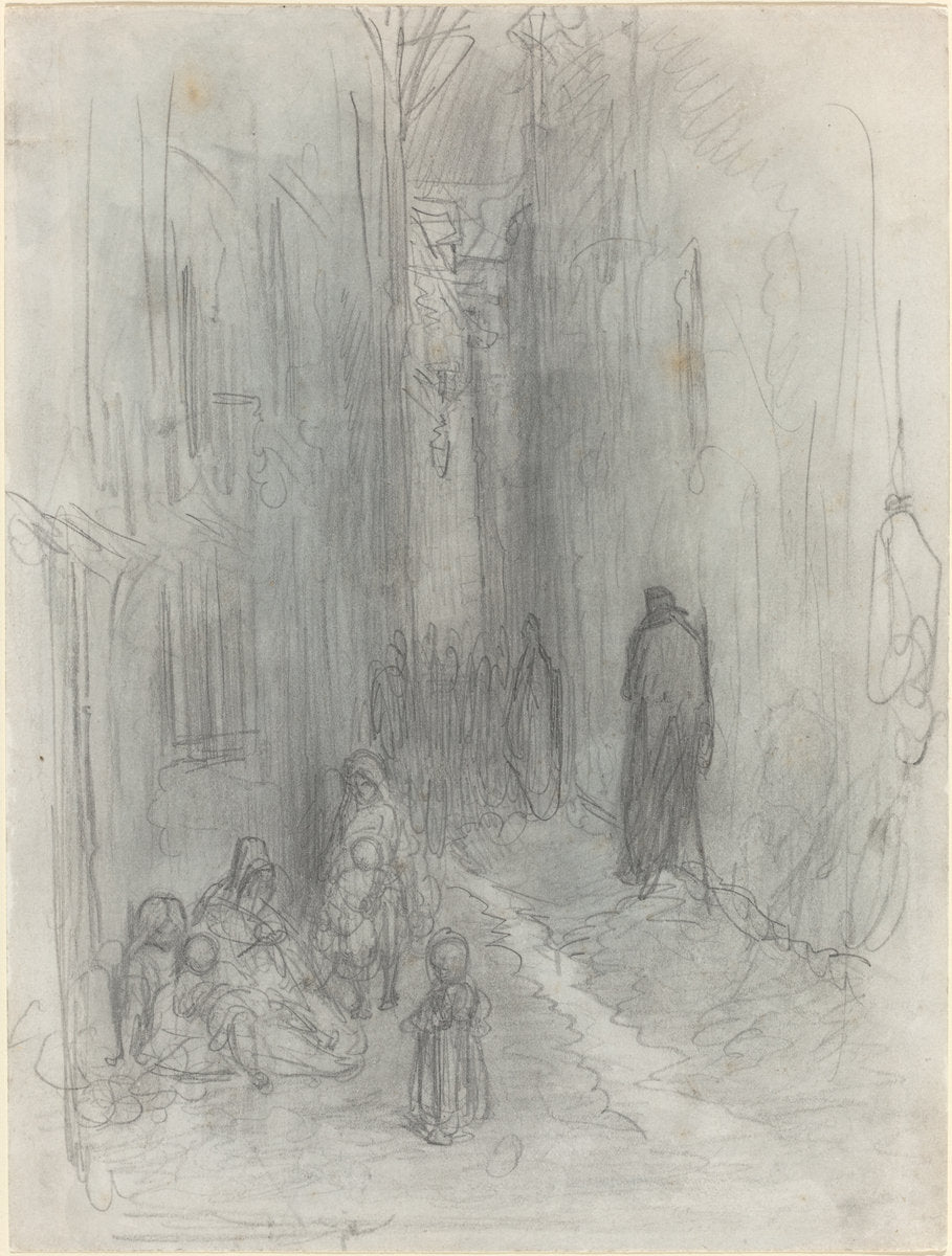 A Backstreet in London by Gustave Doré (French, 1832 - 1883), 16X12"(A3)Poster Print