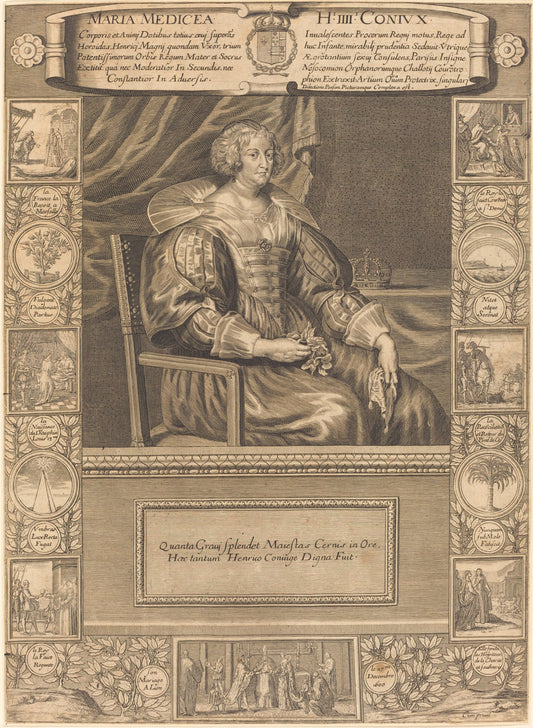 engraving by French 17th Century (Marie de Medici), 16X12"(A3)Poster Print