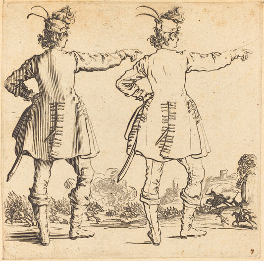 Officer with Feathers in Cap, Seen from Behind by Jacques Callot (French, 1592 - 1635), 16X12"(A3)Poster Print