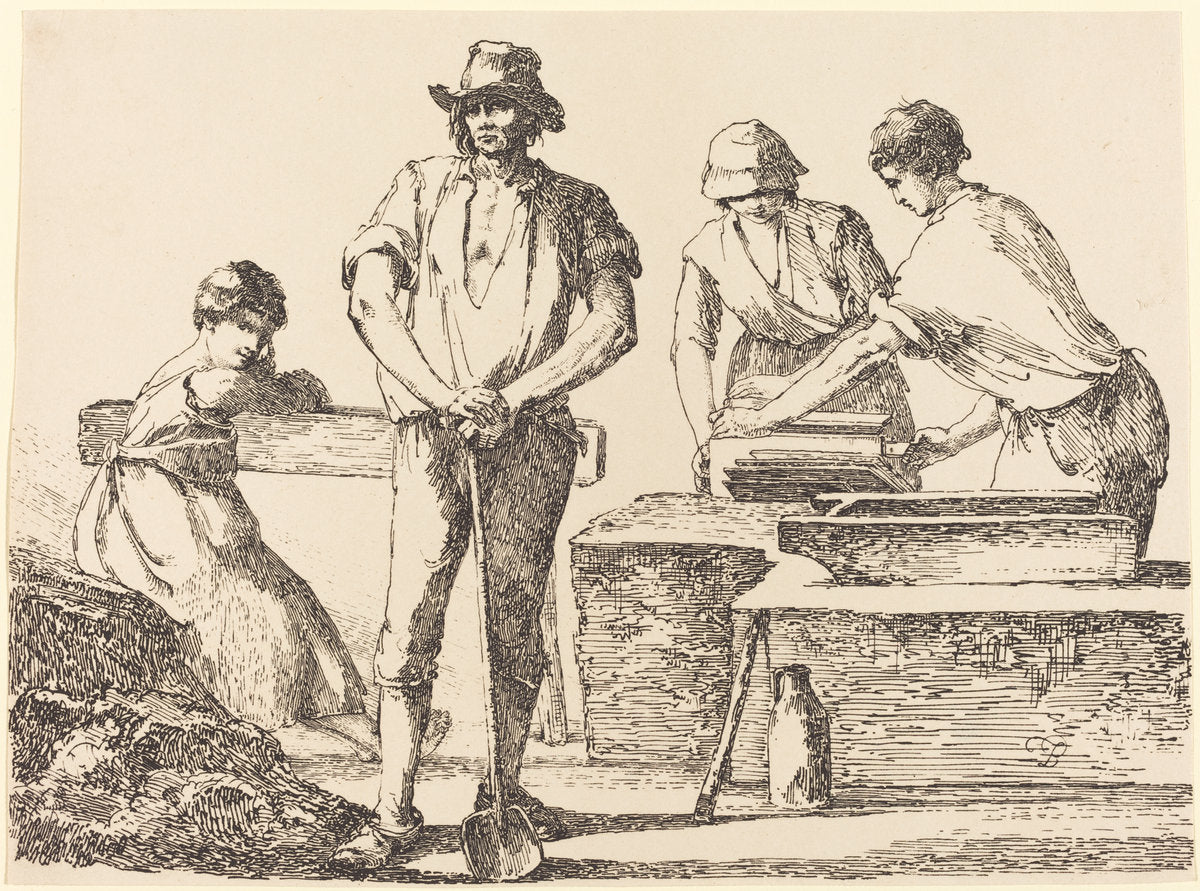 Tilemakers by Thomas Barker (British, 1769 - 1847), 16X12"(A3)Poster Print