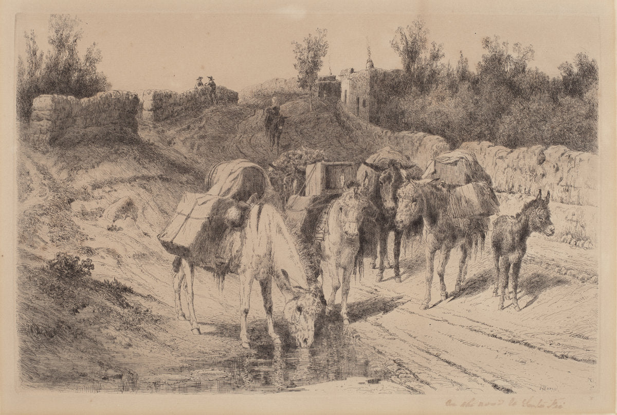 On the Road to Santa Fe by Peter Moran (American, 1841 - 1914), 16X12"(A3)Poster Print