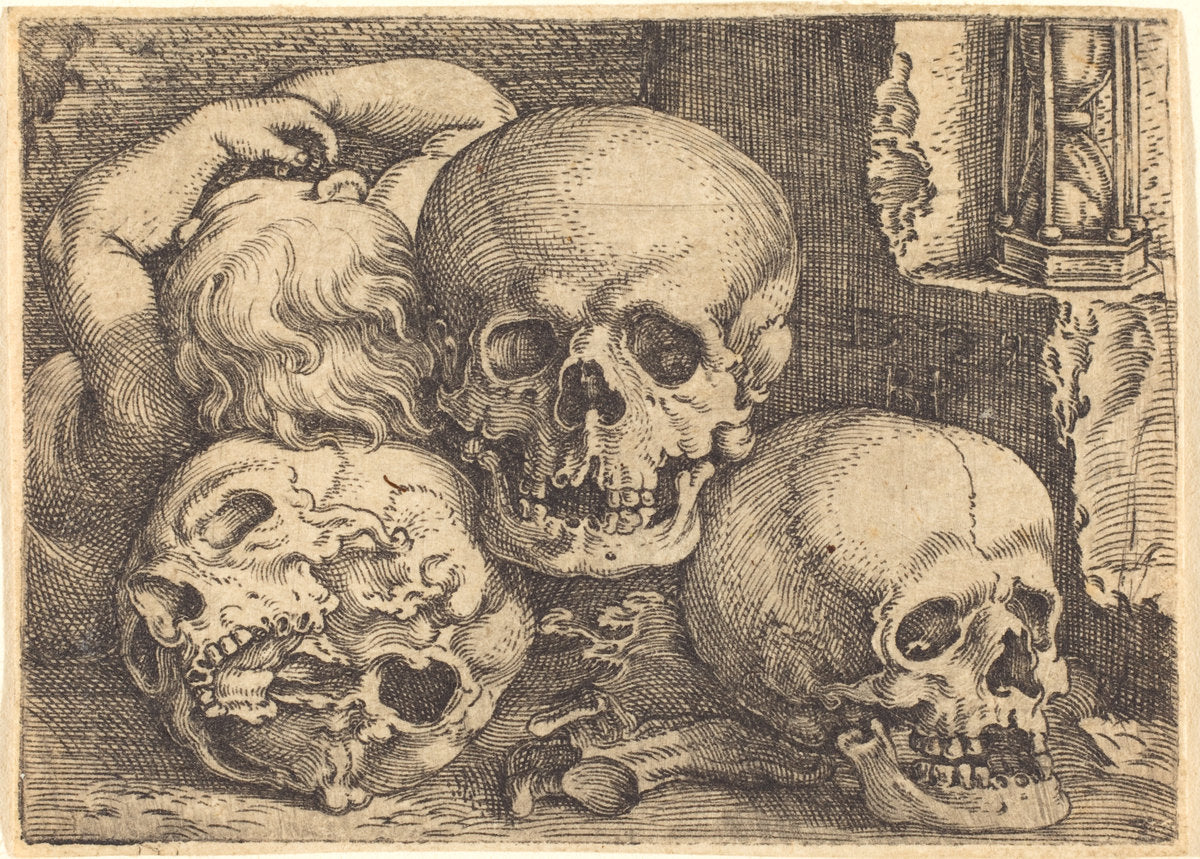 Child with Three Skulls by Barthel Beham (German, 1502 - 1540), 16X12"(A3)Poster Print