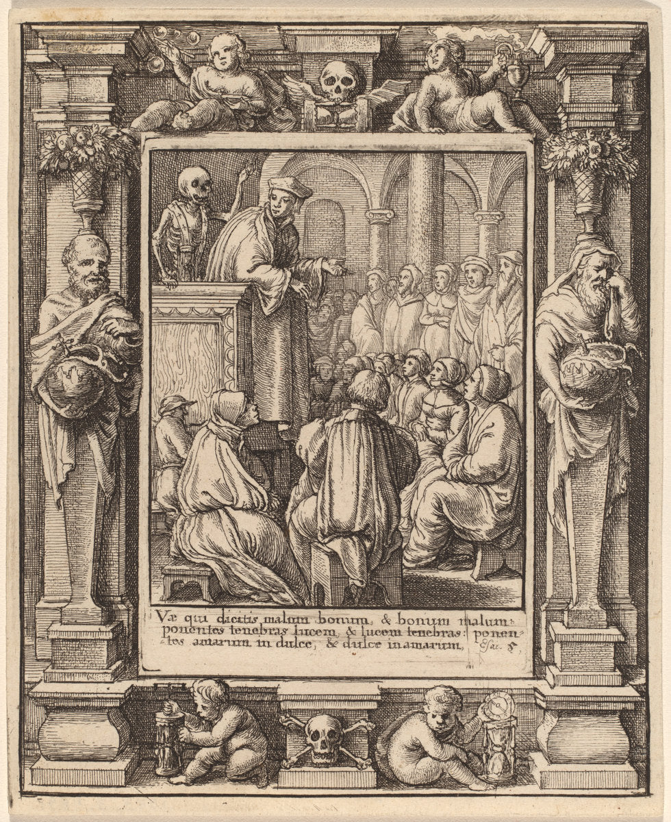 Preacher by Wenceslaus Hollar after Hans Holbein the Younger after Abraham van Diepenbeeck (Bohemian, 1607 - 1677), 16X12"(A3)Poster Print