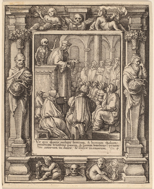 Preacher by Wenceslaus Hollar after Hans Holbein the Younger after Abraham van Diepenbeeck (Bohemian, 1607 - 1677), 16X12"(A3)Poster Print