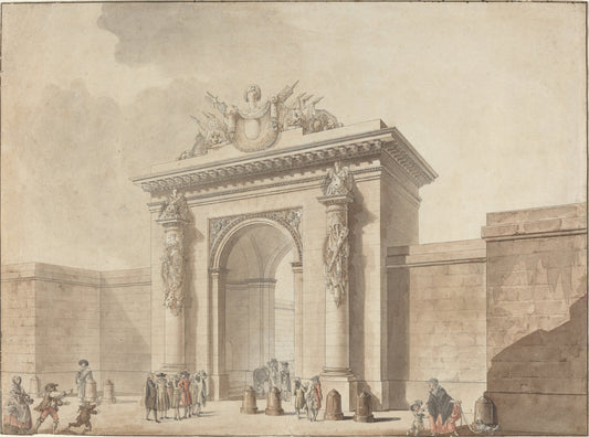 1768 or 1784 by Studio of Claude Nicolas Ledoux (Portal of the Hôtel d'Uzès, rue Montmartre, Paris), 16X12"(A3)Poster Print