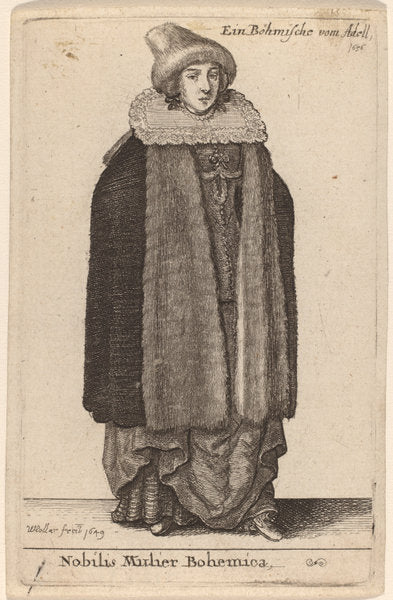 Nobilis Mulier Bohemica by Wenceslaus Hollar (Bohemian, 1607 - 1677), 16X12"(A3)Poster Print