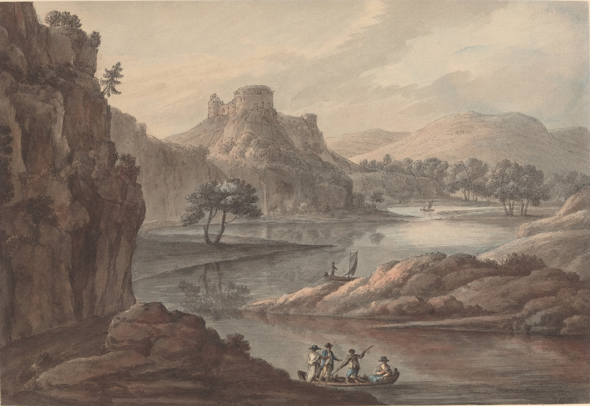 River Landscape with a Castle by Robert Adam (British, 1728 - 1792), 16X12"(A3)Poster Print