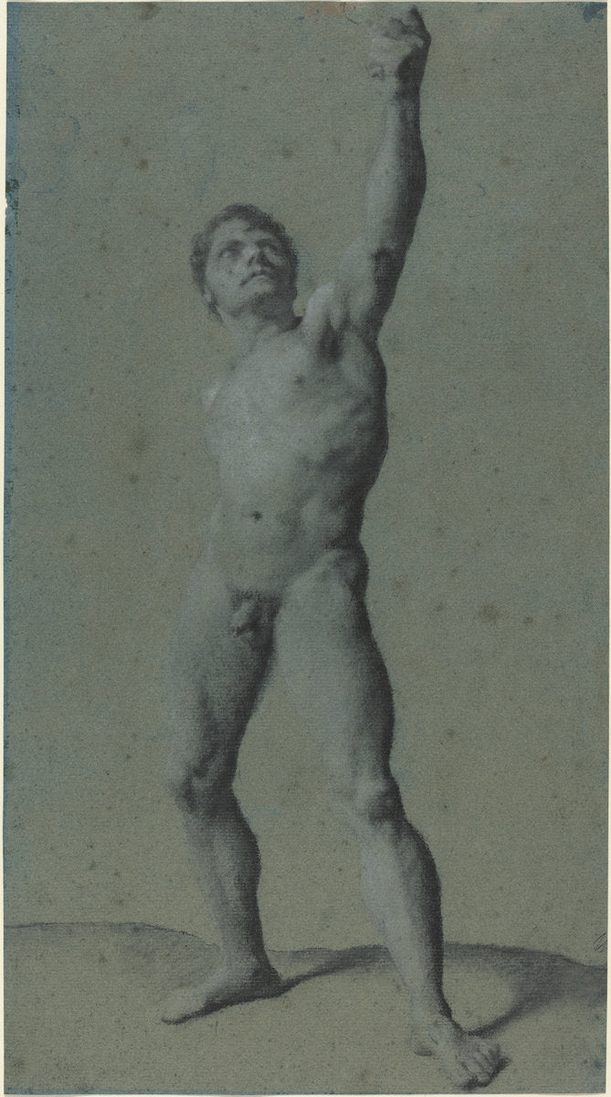 Male Nude Study by Pierre Paul Prud'hon (French, 1758 - 1823), 16X12"(A3)Poster Print