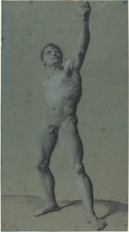 Male Nude Study by Pierre Paul Prud'hon (French, 1758 - 1823), 16X12"(A3)Poster Print