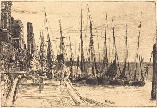 Billingsgate by James McNeill Whistler (American, 1834 - 1903), 16X12"(A3)Poster Print