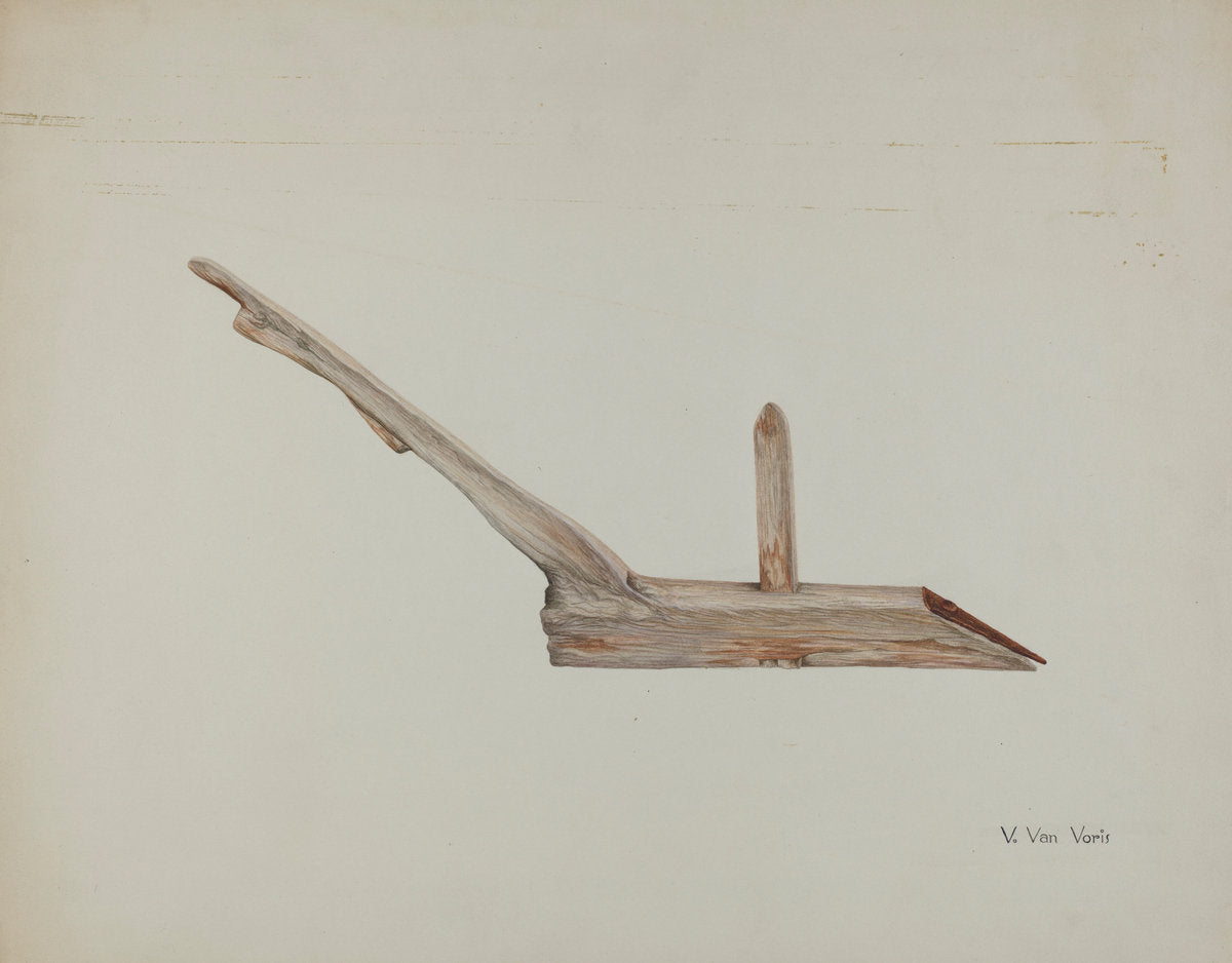 Wooden Plow by Vera Van Voris (American, active c. 1935), 16X12"(A3)Poster Print