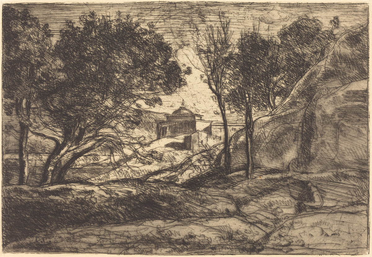 Souvenir of Tuscany (Souvenir de Toscane) by Jean-Baptiste-Camille Corot (French, 1796 - 1875), 16X12"(A3)Poster Print