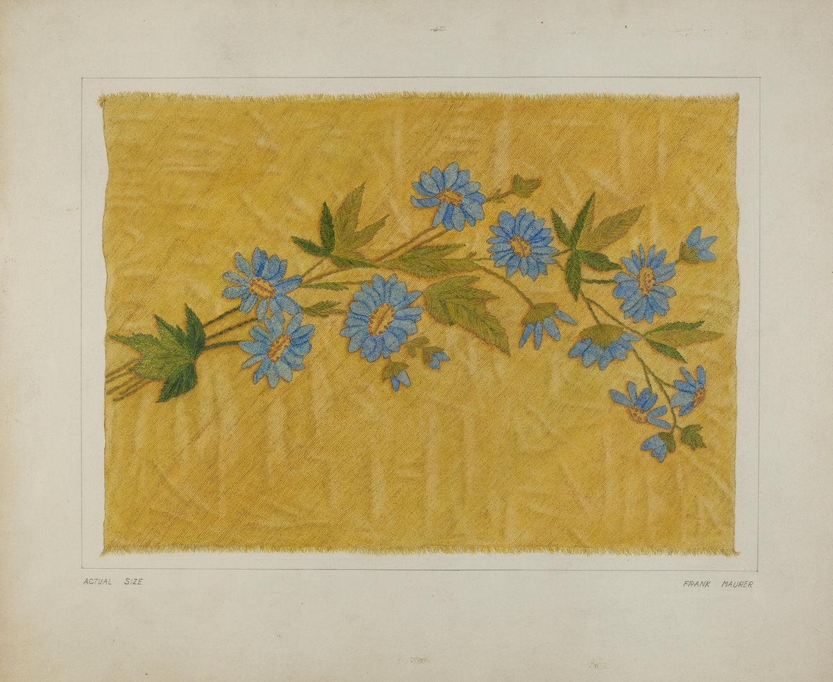 Crewel embroidery by Frank Maurer (American, active c. 1935), 16X12"(A3)Poster Print