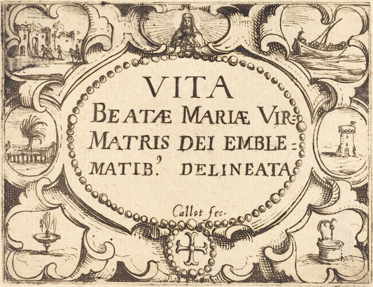 Title Page for "The Life of the Virgin in Emblems" by Jacques Callot (French, 1592 - 1635), 16X12"(A3)Poster Print