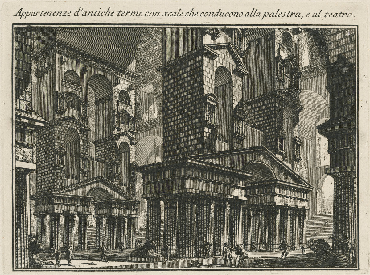 Appartenenze d'antiche terme con scale che conducono alla palestar, e al teatro by Giovanni Battista Piranesi (Venetian, 1720 - 1778), 16X12"(A3)Poster Print