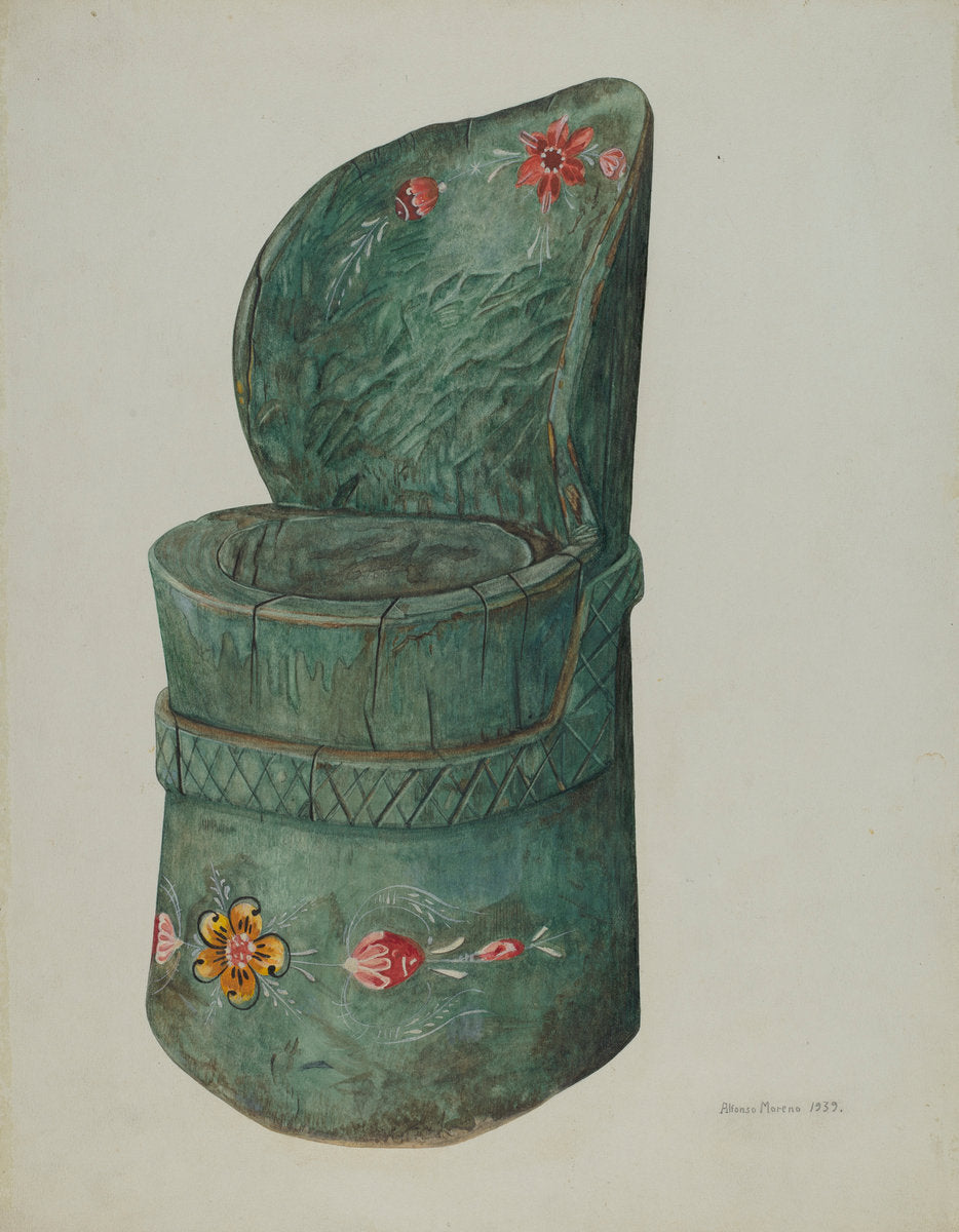 Child's stool chair by Alfonso Moreno (American, active c. 1935), 16X12"(A3)Poster Print