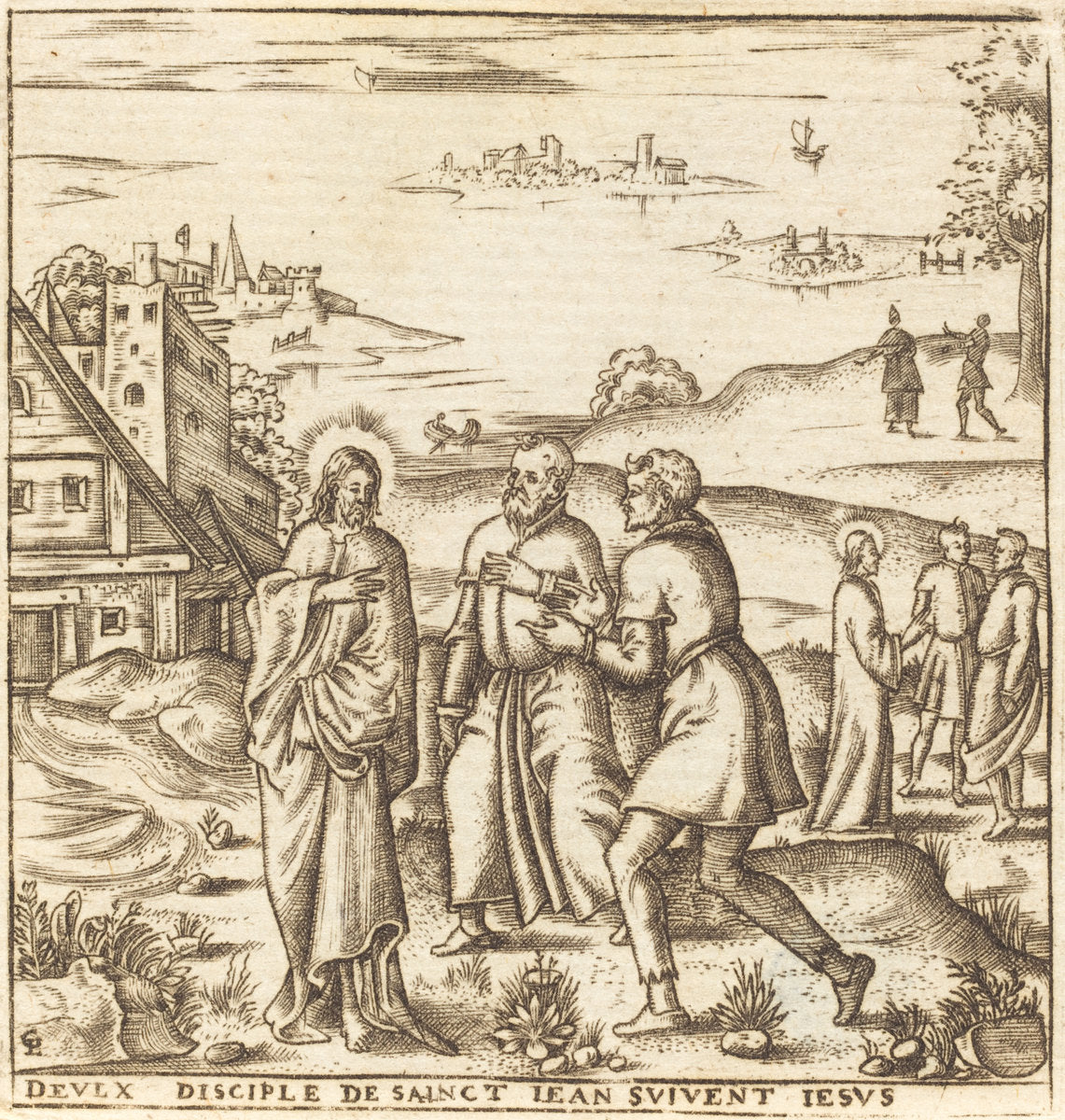 Christ Bids Two Disciples of John the Baptist to Follow Him by Léonard Gaultier (French, 1561 - 1641), 16X12"(A3)Poster Print