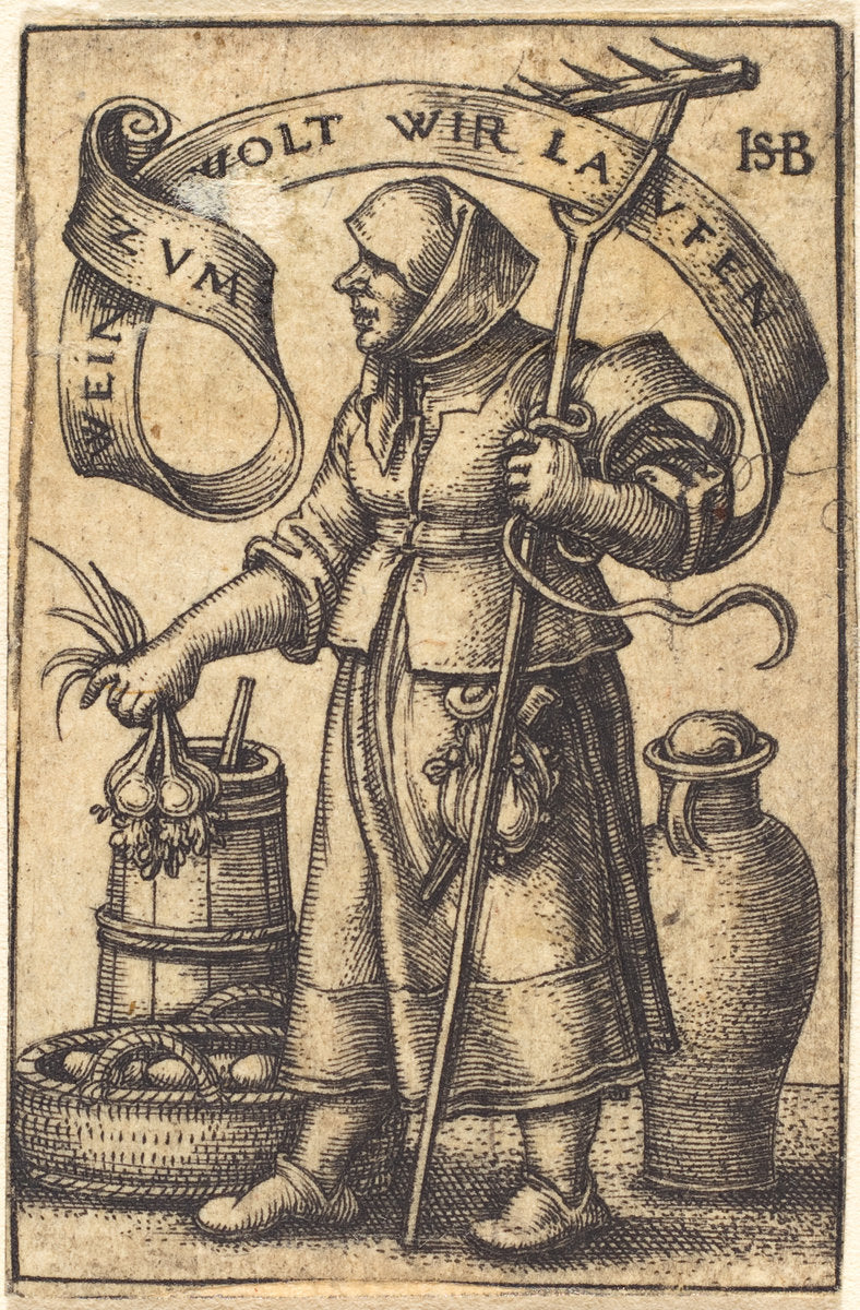 The Market Woman by Sebald Beham (German, 1500 - 1550), 16X12"(A3)Poster Print