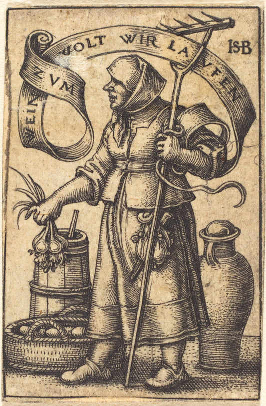 The Market Woman by Sebald Beham (German, 1500 - 1550), 16X12"(A3)Poster Print