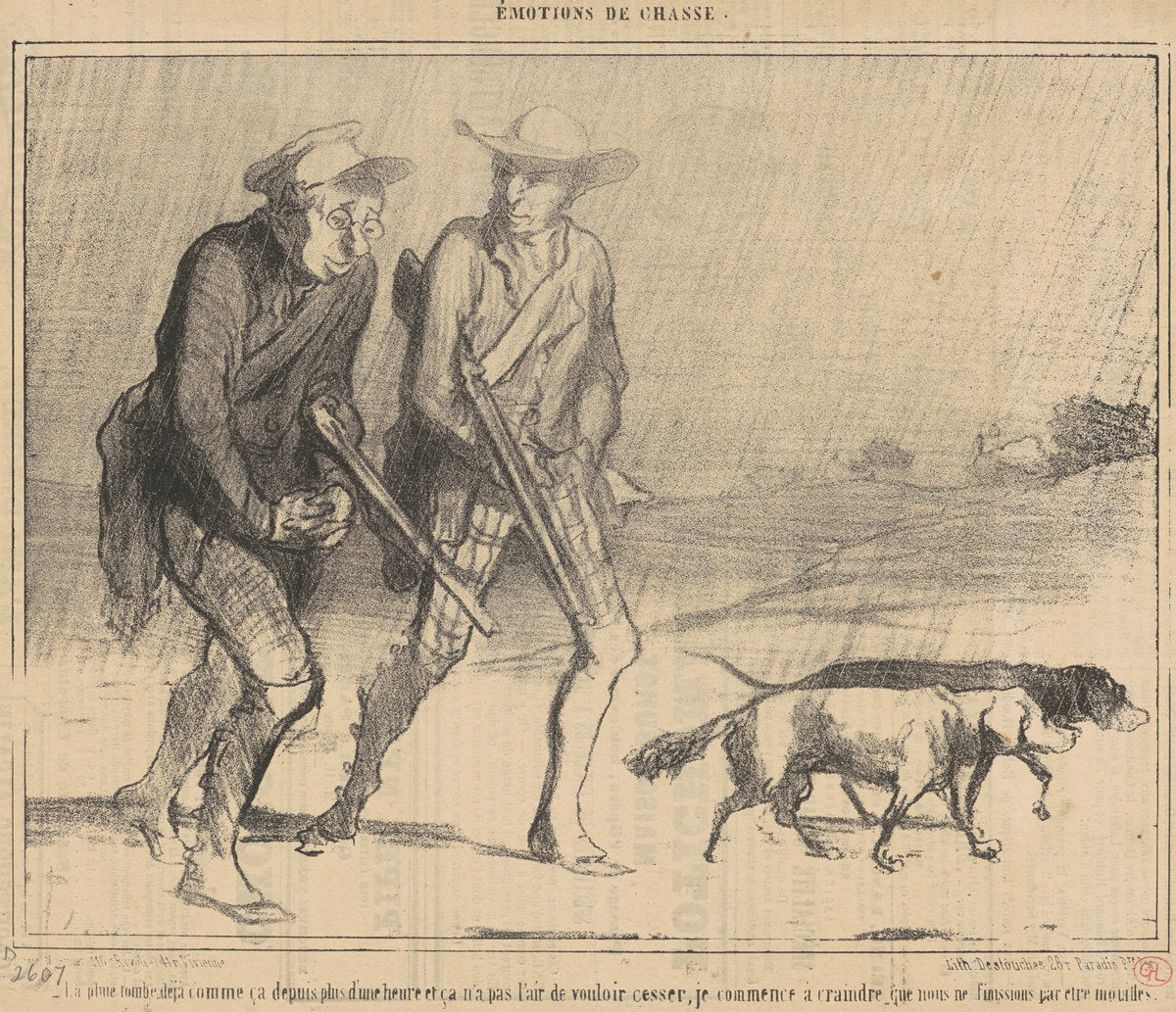 La pluie tombe déja comme ça depuis ... by Honoré Daumier (French, 1808 - 1879), 16X12"(A3)Poster Print