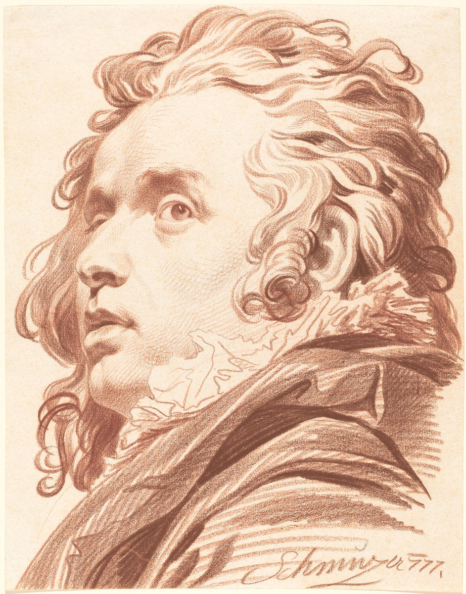 A Young Man with Flowing Hair by Jacob Matthias Schmutzer (Austrian, 1733 - 1811), 16X12"(A3)Poster Print