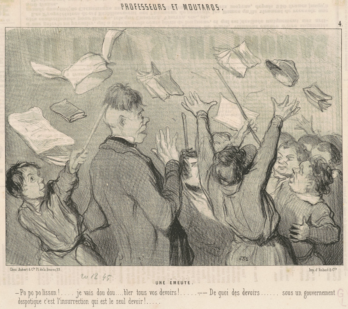 Une émeute by Honoré Daumier (French, 1808 - 1879), 16X12"(A3)Poster Print