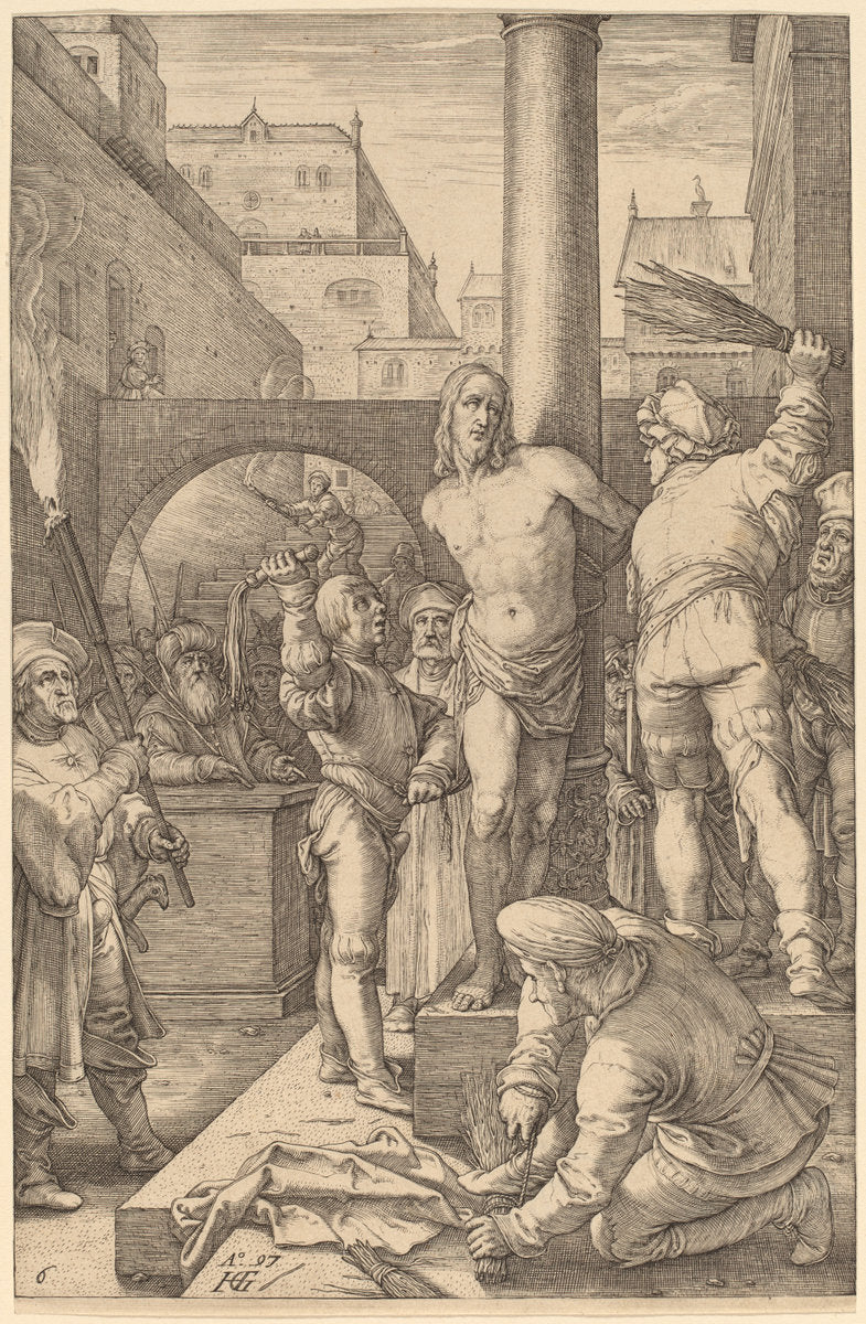 Flagellation of Christ by Hendrik Goltzius (Dutch, 1558 - 1617), 16X12"(A3)Poster Print