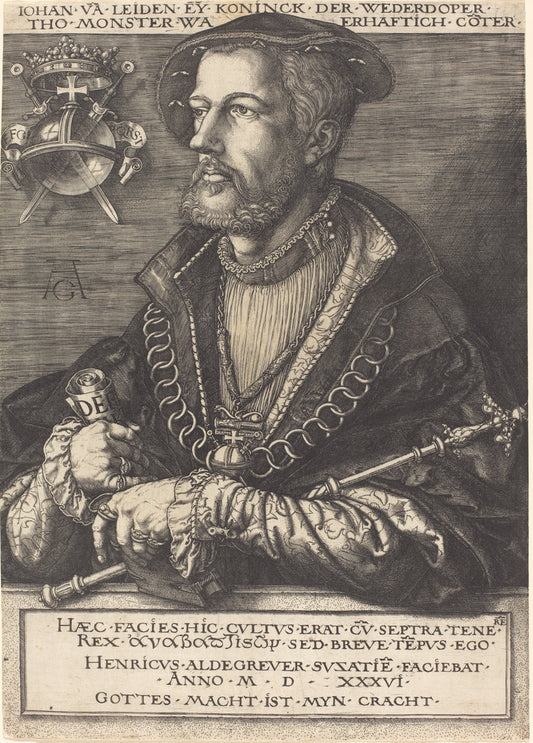 Jan van Leyden by Heinrich Aldegrever (German, 1502 - 1555/1561), 16X12"(A3)Poster Print