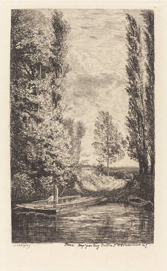 Ferry (Le Bac) by Charles-François Daubigny (French, 1817 - 1878), 16X12"(A3)Poster Print
