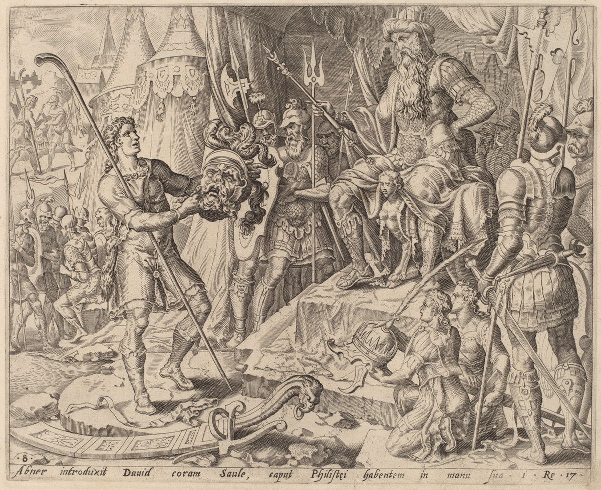 c.1556 by after Maerten van Heemskerck (David with Goliath's Head before Saul), 16X12"(A3)Poster Print