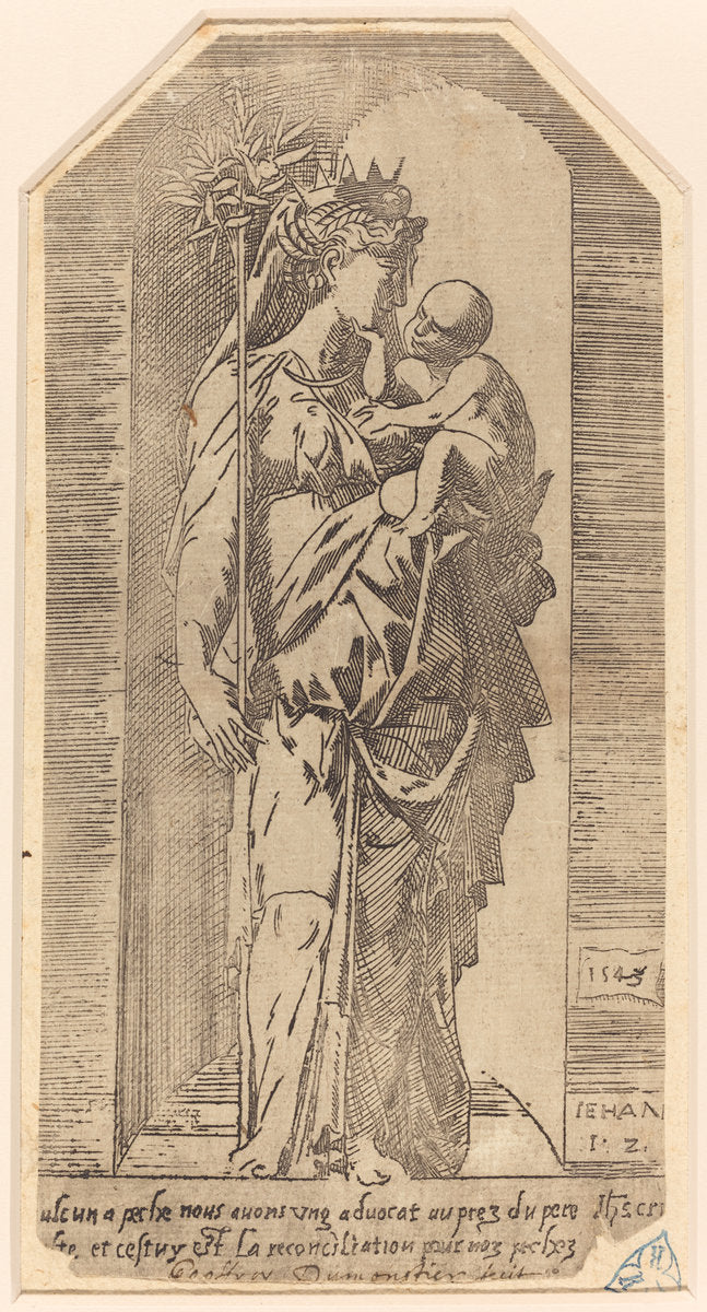 The Crowned Virgin in a Niche by Geoffroy Dumoûtier (French, active c. 1535 - 1573), 16X12"(A3)Poster Print
