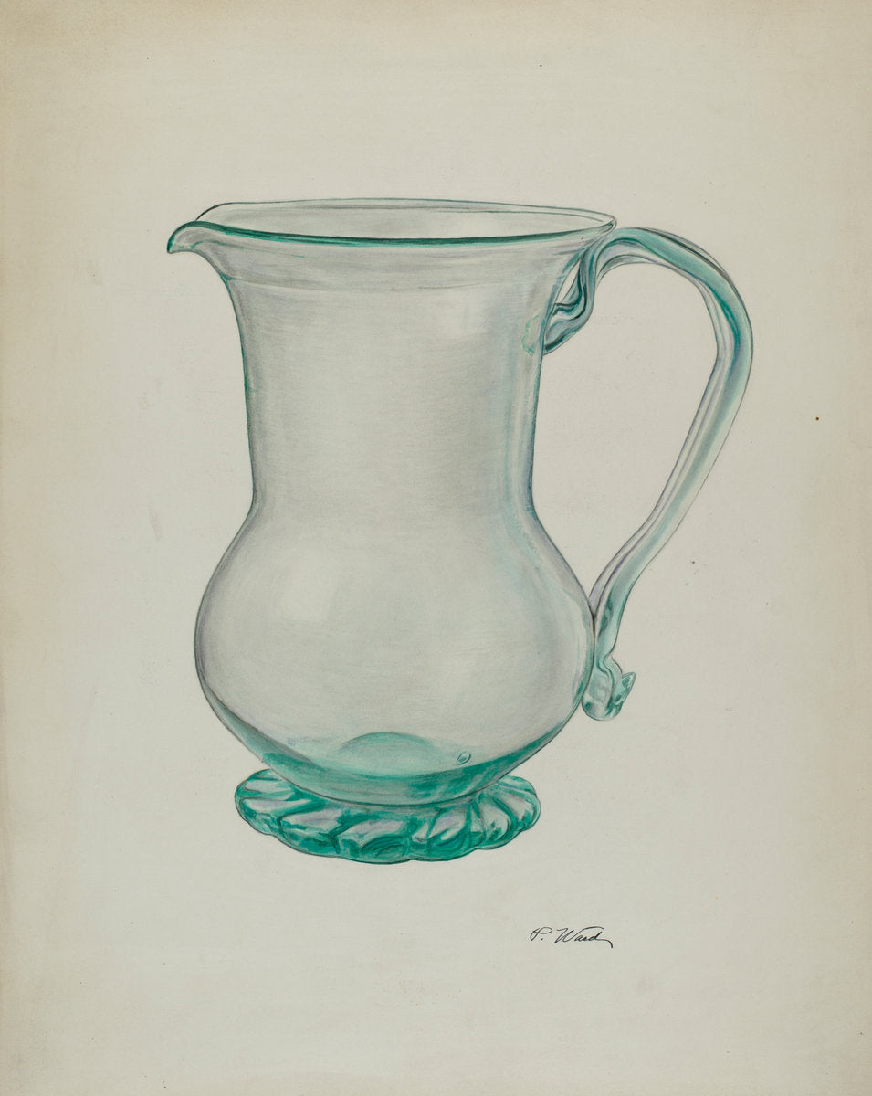 Glass Water Pitcher by Paul Ward (American, active c. 1935), 16X12"(A3)Poster Print